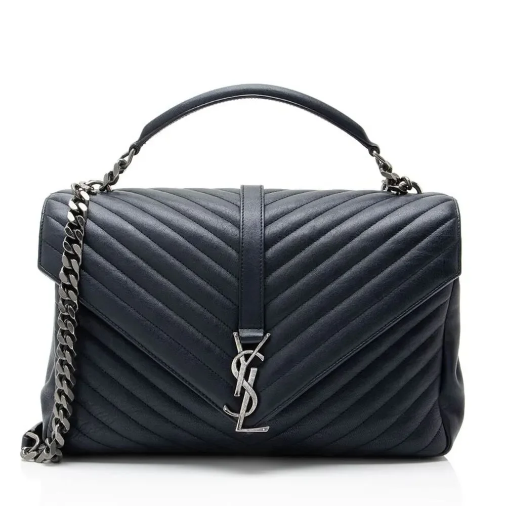 Saint Laurent Matelasse Calfskin Monogram College Large Shoulder Bag